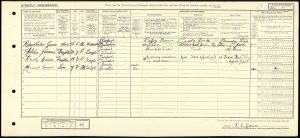 Copy of an entry from the 1921 census showing Dorothy Greaves living with her father and siblings.