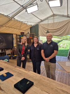 Digging for Britain presenter, Dr Alice Roberts (left), with Worcestershire Archaeology staff Laura Griffin (Senior Finds Archaeologist) and Jamie Wilkins (Project Officer).
