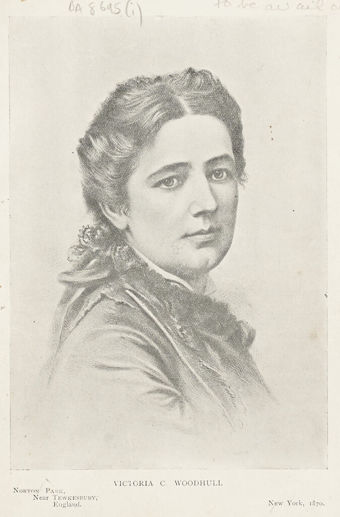 Photograph of Victoria Woodhull Martin, here Victoria C Woodhull, taken in New York City, 1870