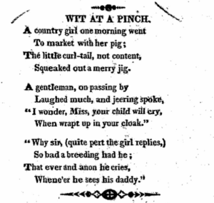 A copy of a limerick printed in a newspaper.
