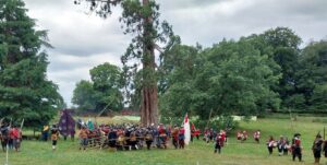 A colour photograph of Battle of Worcester reenactors.