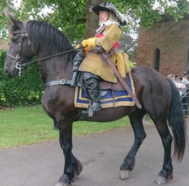 A colour photograph of a soldier on horseback.