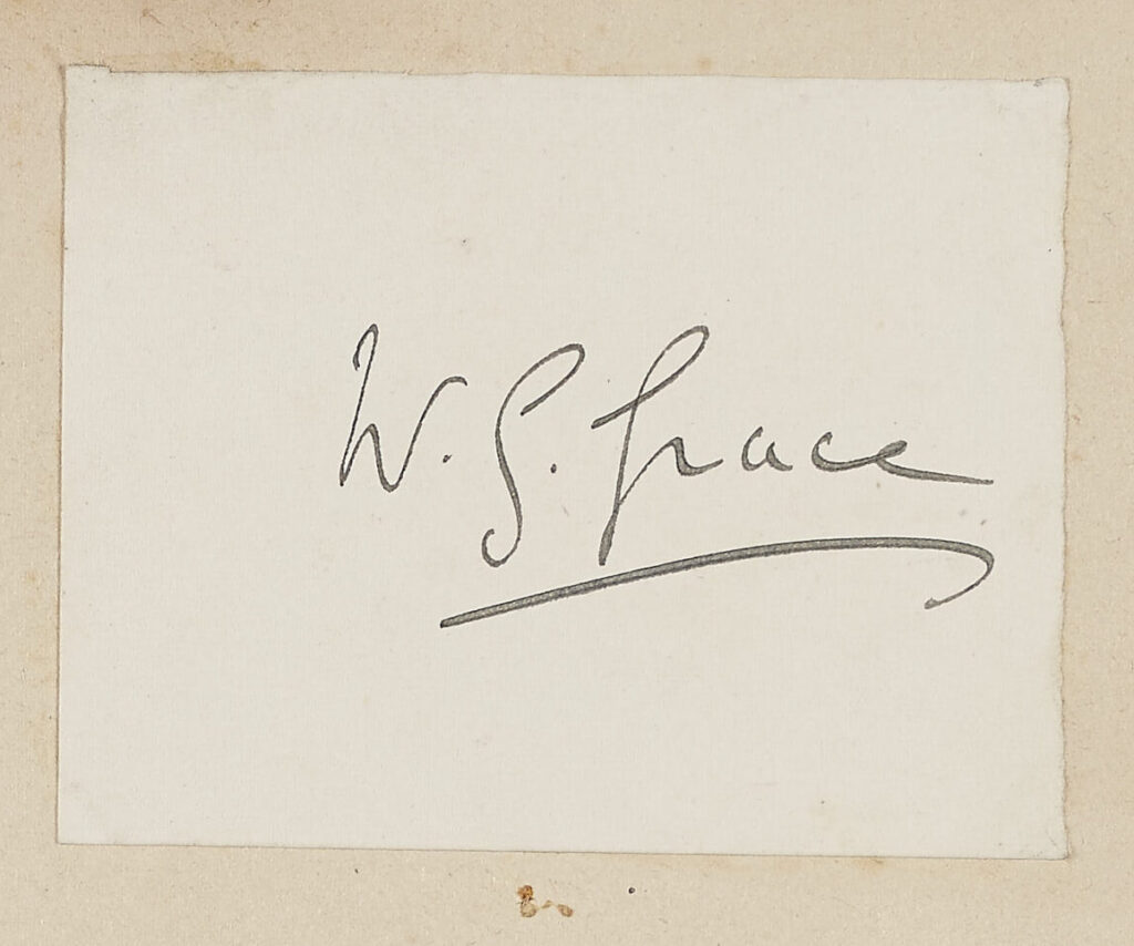 Autograph, black ink on paper. W.G. Grace